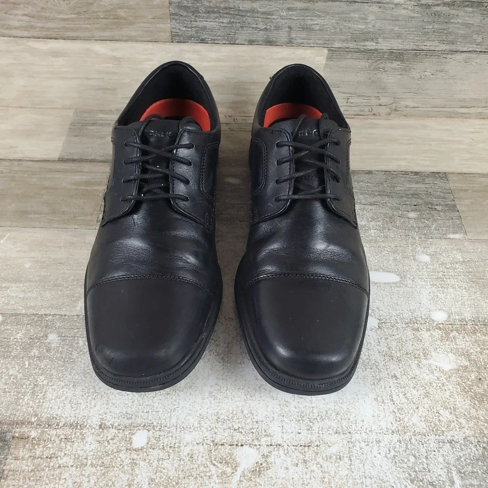 Rockport Taylor Mens Dress Shoes Sz 8 M Black Leather Waterproof Lace Up Cap Toe